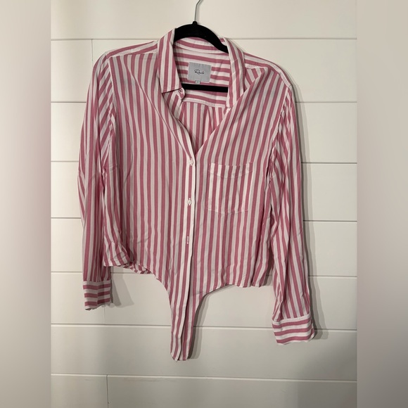 Rails Tops - Rails Pink and White Striped Button-Up Tie Front Shirt